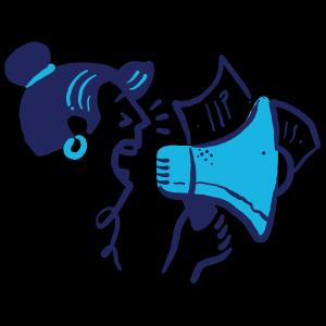 woman shouting into a megaphone